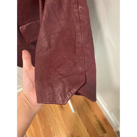 Zadig & Voltaire Verys Creased Leather Jacket in Burgundy - Picture 9 of 14